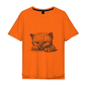Мужская футболка хлопок Oversize с принтом Самый милый котёнок в Петрозаводске, 100% хлопок | свободный крой, круглый ворот, “спинка” длиннее передней части | Тематика изображения на принте: домашние животные | кот | котенок | котик | коты | кошка | кошки | милый котенок