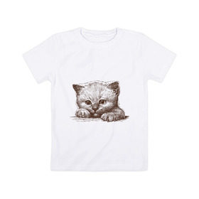 Детская футболка хлопок с принтом Самый милый котёнок в Петрозаводске, 100% хлопок | круглый вырез горловины, полуприлегающий силуэт, длина до линии бедер | домашние животные | кот | котенок | котик | коты | кошка | кошки | милый котенок