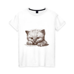 Женская футболка хлопок с принтом Самый милый котёнок в Петрозаводске, 100% хлопок | прямой крой, круглый вырез горловины, длина до линии бедер, слегка спущенное плечо | домашние животные | кот | котенок | котик | коты | кошка | кошки | милый котенок
