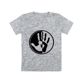 Детская футболка хлопок с принтом рука инь и янь в Петрозаводске, 100% хлопок | круглый вырез горловины, полуприлегающий силуэт, длина до линии бедер | инь | инь янь | пальцы | рука | рука инь янь | черно белая рука | янь