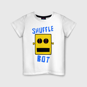 Детская футболка хлопок с принтом SHUFFLE BOT в Петрозаводске, 100% хлопок | круглый вырез горловины, полуприлегающий силуэт, длина до линии бедер | shuffle bot | бот | музыка | музыкальный автомат | робот