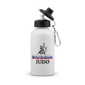 Бутылка спортивная с принтом Russia judo в Петрозаводске, металл | емкость — 500 мл, в комплекте две пластиковые крышки и карабин для крепления | дзюдо