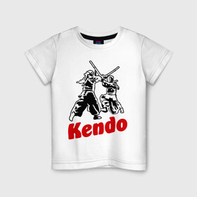 Детская футболка хлопок с принтом Кендо фектование в Петрозаводске, 100% хлопок | круглый вырез горловины, полуприлегающий силуэт, длина до линии бедер | kendo | russia | борьба | восточные | единоборства | самурай | самурайский | синай | спорт | фехтование