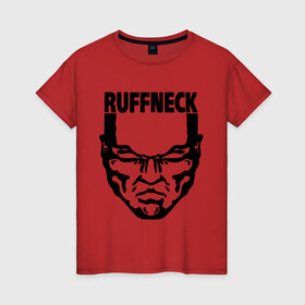 Женская футболка хлопок с принтом Ruffneck в Петрозаводске, 100% хлопок | прямой крой, круглый вырез горловины, длина до линии бедер, слегка спущенное плечо | dj | ruffneck | диджей | лицо | музыка | обложка