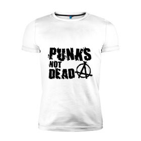 Мужская футболка премиум с принтом Punks not dead (2) в Петрозаводске, 92% хлопок, 8% лайкра | приталенный силуэт, круглый вырез ворота, длина до линии бедра, короткий рукав | punks | анархия | панк | панк не умрет | стиль панк