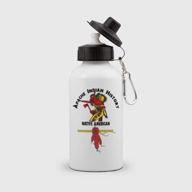 Бутылка спортивная с принтом Apache Indian History 4 в Петрозаводске, металл | емкость — 500 мл, в комплекте две пластиковые крышки и карабин для крепления | apache | апачи | индеец | индейцы | коренные американцы | краснокожие