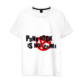 Мужская футболка хлопок с принтом PUNK ROCK IS NOT A CRIME в Петрозаводске, 100% хлопок | прямой крой, круглый вырез горловины, длина до линии бедер, слегка спущенное плечо. | is not a crime | punk | punk rock | rock | анархизм | анархия | знак анархии | панк | панк рок | панк рок это не криминал | рок