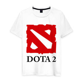 Мужская футболка хлопок с принтом Logo Dota 2 в Петрозаводске, 100% хлопок | прямой крой, круглый вырез горловины, длина до линии бедер, слегка спущенное плечо. | dota | dota 2 | media | дота | дота 2 | игры | компьютерные игры