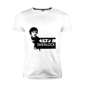 Мужская футболка премиум с принтом T-shirt Sherlock в Петрозаводске, 92% хлопок, 8% лайкра | приталенный силуэт, круглый вырез ворота, длина до линии бедра, короткий рукав | holmes | holms | sherlock | sherlok | vatson | ватсон | сериал | холмс | шерлок | шерлок холмс