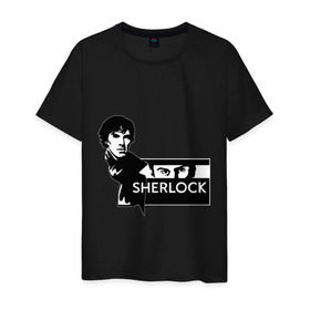 Мужская футболка хлопок с принтом T-shirt Sherlock в Петрозаводске, 100% хлопок | прямой крой, круглый вырез горловины, длина до линии бедер, слегка спущенное плечо. | holmes | holms | sherlock | sherlok | vatson | ватсон | сериал | холмс | шерлок | шерлок холмс