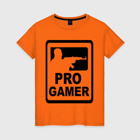 Женская футболка хлопок с принтом Pro gamer (2) в Петрозаводске, 100% хлопок | прямой крой, круглый вырез горловины, длина до линии бедер, слегка спущенное плечо | автомат | игра | игрок | комп | компьютерная игра | нуб | оружие | про | с автоматом
