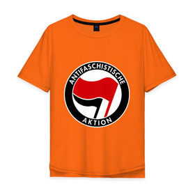 Мужская футболка хлопок Oversize с принтом Antifa (1) в Петрозаводске, 100% хлопок | свободный крой, круглый ворот, “спинка” длиннее передней части | antifa | антифа | антифашизм | антифашистское движение | знак антифа | против фашизма | фашизм
