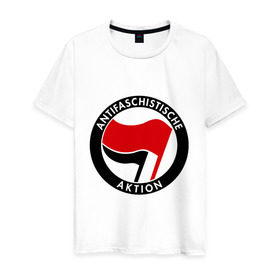 Мужская футболка хлопок с принтом Antifa (1) в Петрозаводске, 100% хлопок | прямой крой, круглый вырез горловины, длина до линии бедер, слегка спущенное плечо. | antifa | антифа | антифашизм | антифашистское движение | знак антифа | против фашизма | фашизм
