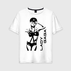 Женская футболка хлопок Oversize с принтом Lady Gaga (1) в Петрозаводске, 100% хлопок | свободный крой, круглый ворот, спущенный рукав, длина до линии бедер
 | lady gaga | гага | леди gaga | леди гага | лицо леди gaga | лицо леди гага | образ леди гага