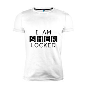 Мужская футболка премиум с принтом I AM SHERLOCKED в Петрозаводске, 92% хлопок, 8% лайкра | приталенный силуэт, круглый вырез ворота, длина до линии бедра, короткий рукав | holmes | sherlock | watson | ватсон