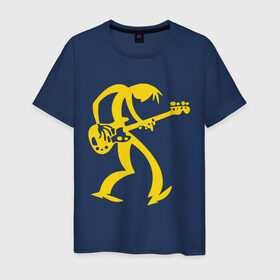 Мужская футболка хлопок с принтом Басист в Петрозаводске, 100% хлопок | прямой крой, круглый вырез горловины, длина до линии бедер, слегка спущенное плечо. | Тематика изображения на принте: гитара