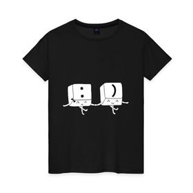 Женская футболка хлопок с принтом Клавиши в Петрозаводске, 100% хлопок | прямой крой, круглый вырез горловины, длина до линии бедер, слегка спущенное плечо | smile | клавиши | позитив | смайл | смайлы | улыбка