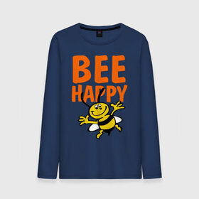 Мужской лонгслив хлопок с принтом BeeHappy в Петрозаводске, 100% хлопок |  | Тематика изображения на принте: веселая | насекомое | настроение | позитив | пчела | пчелка | счастливый | счастье | эмоции