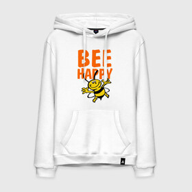 Мужская толстовка хлопок с принтом BeeHappy в Петрозаводске, френч-терри, мягкий теплый начес внутри (100% хлопок) | карман-кенгуру, эластичные манжеты и нижняя кромка, капюшон с подкладом и шнурком | веселая | насекомое | настроение | позитив | пчела | пчелка | счастливый | счастье | эмоции