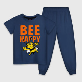 Детская пижама хлопок с принтом BeeHappy в Петрозаводске, 100% хлопок |  брюки и футболка прямого кроя, без карманов, на брюках мягкая резинка на поясе и по низу штанин
 | Тематика изображения на принте: веселая | насекомое | настроение | позитив | пчела | пчелка | счастливый | счастье | эмоции