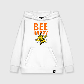 Детская толстовка хлопок с принтом BeeHappy в Петрозаводске, 100% хлопок | Круглый горловой вырез, эластичные манжеты, пояс, капюшен | веселая | насекомое | настроение | позитив | пчела | пчелка | счастливый | счастье | эмоции