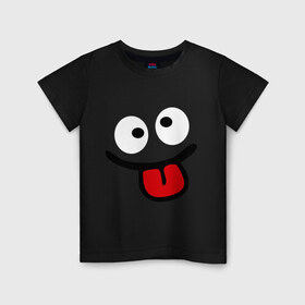 Детская футболка хлопок с принтом Смаил с языком в Петрозаводске, 100% хлопок | круглый вырез горловины, полуприлегающий силуэт, длина до линии бедер | smile | высунутый язык | позитив | смайл | смайлик | смайлик с языком | улыбка | язык