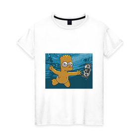 Женская футболка хлопок с принтом Nevermind (Simpsons) в Петрозаводске, 100% хлопок | прямой крой, круглый вырез горловины, длина до линии бедер, слегка спущенное плечо | nevermind | nevermind simpsons | nirvana | nirvana nevermind | rock | simpsons | нирвана | нирвана nevermind | нирвана симпсонс | ребенок | рок | символика nirvana | символика нирвана | симпсонс