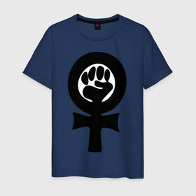 Мужская футболка хлопок с принтом эмблема феминизма в Петрозаводске, 100% хлопок | прямой крой, круглый вырез горловины, длина до линии бедер, слегка спущенное плечо. | женщины | кулак | мужчины | отношения | феминистка