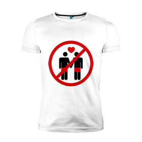 Мужская футболка премиум с принтом no gay love в Петрозаводске, 92% хлопок, 8% лайкра | приталенный силуэт, круглый вырез ворота, длина до линии бедра, короткий рукав | гетеро | гомосесуализм | меньшинства