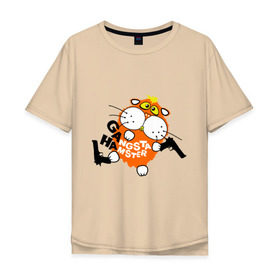 Мужская футболка хлопок Oversize с принтом Хомяк гангстер в Петрозаводске, 100% хлопок | свободный крой, круглый ворот, “спинка” длиннее передней части | gangsta | gangsta hamster | гангстер | ганста хомяк | грызуны | домашние животные | животные | хомяк | хомячок