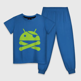 Детская пижама хлопок с принтом Android super user в Петрозаводске, 100% хлопок |  брюки и футболка прямого кроя, без карманов, на брюках мягкая резинка на поясе и по низу штанин
 | пират