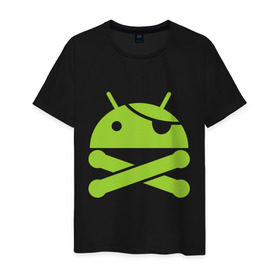 Мужская футболка хлопок с принтом Android super user в Петрозаводске, 100% хлопок | прямой крой, круглый вырез горловины, длина до линии бедер, слегка спущенное плечо. | пират