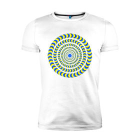 Мужская футболка премиум с принтом Психоделика полноцвет в Петрозаводске, 92% хлопок, 8% лайкра | приталенный силуэт, круглый вырез ворота, длина до линии бедра, короткий рукав | Тематика изображения на принте: гипноз | гипнотические | круг | оптическая иллюзия