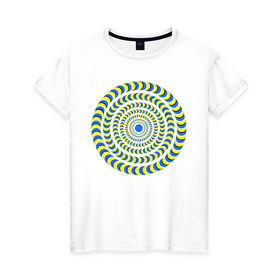 Женская футболка хлопок с принтом Психоделика полноцвет в Петрозаводске, 100% хлопок | прямой крой, круглый вырез горловины, длина до линии бедер, слегка спущенное плечо | гипноз | гипнотические | круг | оптическая иллюзия