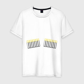 Мужская футболка хлопок с принтом Газырь патронташ в Петрозаводске, 100% хлопок | прямой крой, круглый вырез горловины, длина до линии бедер, слегка спущенное плечо. | оружие | патронташ | патроны | снаряжение