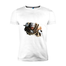 Мужская футболка премиум с принтом Довакин (Dovahkiin) The Elder Scrolls V: Skyrim в Петрозаводске, 92% хлопок, 8% лайкра | приталенный силуэт, круглый вырез ворота, длина до линии бедра, короткий рукав | игры | компьютерная игра | скайрим