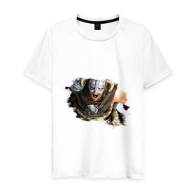 Мужская футболка хлопок с принтом Довакин (Dovahkiin) The Elder Scrolls V: Skyrim в Петрозаводске, 100% хлопок | прямой крой, круглый вырез горловины, длина до линии бедер, слегка спущенное плечо. | игры | компьютерная игра | скайрим