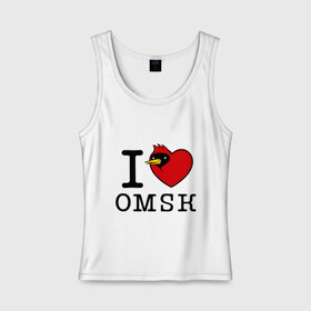 Женская майка хлопок с принтом I love Omsk (Я люблю Омск) в Петрозаводске, 95% хлопок, 5% эластан |  | i love omsk | город | омич | омская птица | птица | я люблю омск