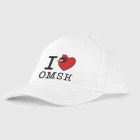 Детская бейсболка с принтом I love Omsk (Я люблю Омск) в Петрозаводске, 100% хлопок | классический козырек, металлическая застежка-регулятор размера | i love omsk | город | омич | омская птица | птица | я люблю омск