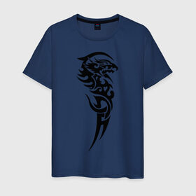 Мужская футболка хлопок с принтом тату-дракон4 в Петрозаводске, 100% хлопок | прямой крой, круглый вырез горловины, длина до линии бедер, слегка спущенное плечо. | dragon | tatu | дракон | тату | черный дракон
