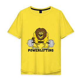 Мужская футболка хлопок Oversize с принтом Лев Powerlifting в Петрозаводске, 100% хлопок | свободный крой, круглый ворот, “спинка” длиннее передней части | бодибилдинг | гантеля | кач | качалочка | качок | лев | мускулы | мышцы | пауэрлифтинг | тренажерка