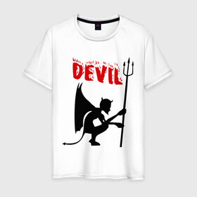 Мужская футболка хлопок с принтом Devil (3) в Петрозаводске, 100% хлопок | прямой крой, круглый вырез горловины, длина до линии бедер, слегка спущенное плечо. | бесенок | демон | дьявол | дьяволенок | монстрик | чертик