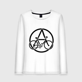 Женский лонгслив хлопок с принтом Anarchy Bike в Петрозаводске, 100% хлопок |  | anarchy | bike | анархизм | анархия | байк | велик | велосипед | велосипед анархия