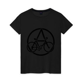 Женская футболка хлопок с принтом Anarchy Bike в Петрозаводске, 100% хлопок | прямой крой, круглый вырез горловины, длина до линии бедер, слегка спущенное плечо | anarchy | bike | анархизм | анархия | байк | велик | велосипед | велосипед анархия