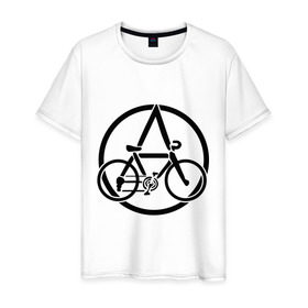 Мужская футболка хлопок с принтом Anarchy Bike в Петрозаводске, 100% хлопок | прямой крой, круглый вырез горловины, длина до линии бедер, слегка спущенное плечо. | anarchy | bike | анархизм | анархия | байк | велик | велосипед | велосипед анархия