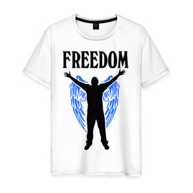 Мужская футболка хлопок с принтом Freedom (свобода) в Петрозаводске, 100% хлопок | прямой крой, круглый вырез горловины, длина до линии бедер, слегка спущенное плечо. | 