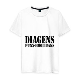 Мужская футболка хлопок с принтом Diagens в Петрозаводске, 100% хлопок | прямой крой, круглый вырез горловины, длина до линии бедер, слегка спущенное плечо. | diagens | punk | punx hooligans | street punk | группы | музыкальная группа | музыкальные группы | панк