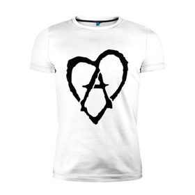 Мужская футболка премиум с принтом Анархия в сердце в Петрозаводске, 92% хлопок, 8% лайкра | приталенный силуэт, круглый вырез ворота, длина до линии бедра, короткий рукав | анархизм | анархия | музыка | сердце