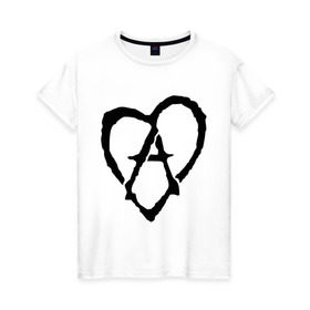 Женская футболка хлопок с принтом Анархия в сердце в Петрозаводске, 100% хлопок | прямой крой, круглый вырез горловины, длина до линии бедер, слегка спущенное плечо | анархизм | анархия | музыка | сердце