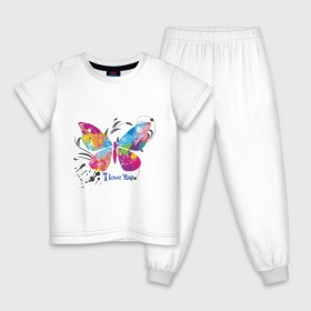 Детская пижама хлопок с принтом Бабочка - I Love You в Петрозаводске, 100% хлопок |  брюки и футболка прямого кроя, без карманов, на брюках мягкая резинка на поясе и по низу штанин
 | крылья